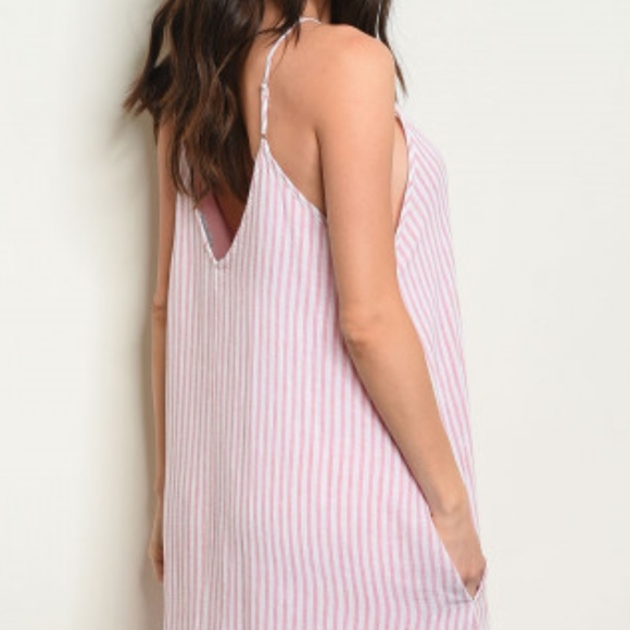 PIN STRIPE PINK & IVORY MAXI DRESS - Picture 3 of 4